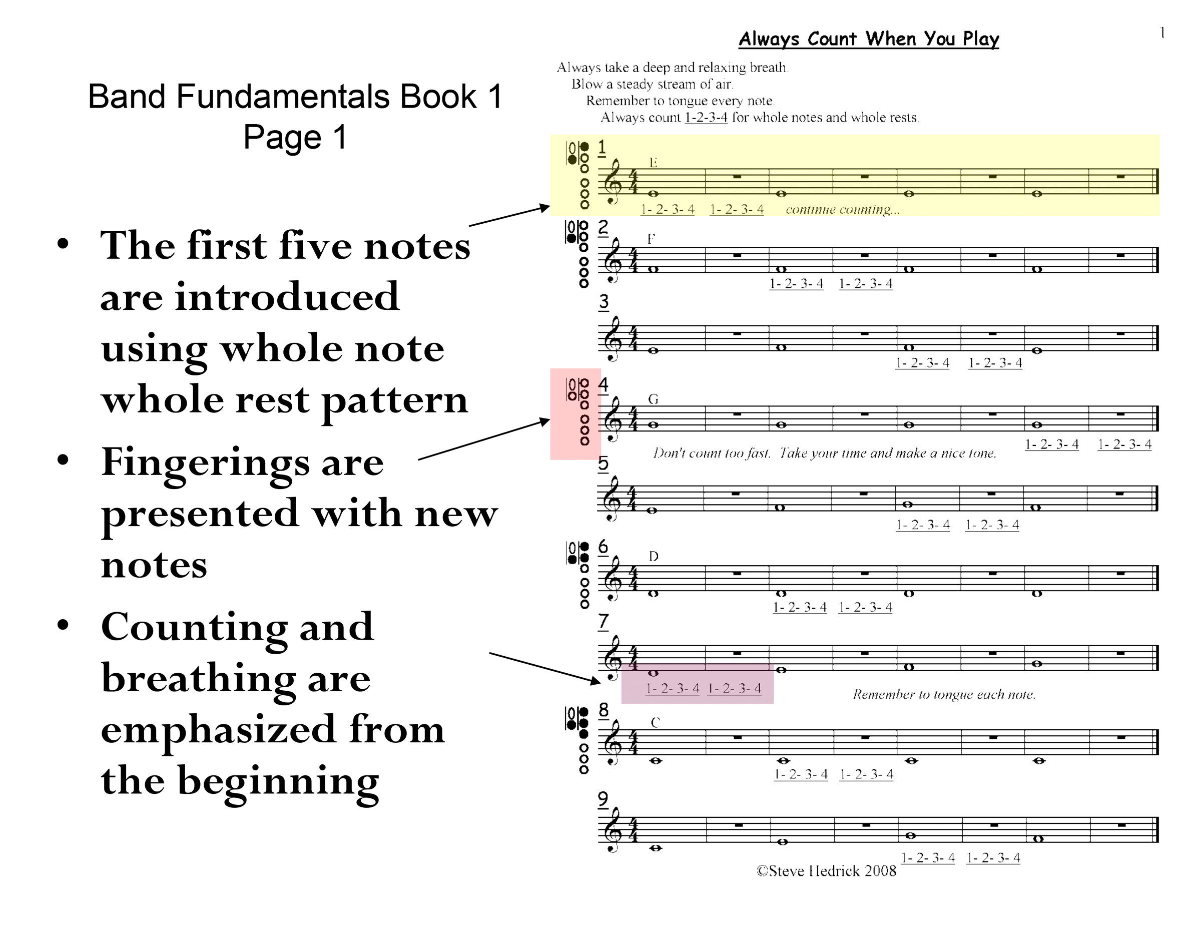 Band Fundamentals Book 1 Sample Page