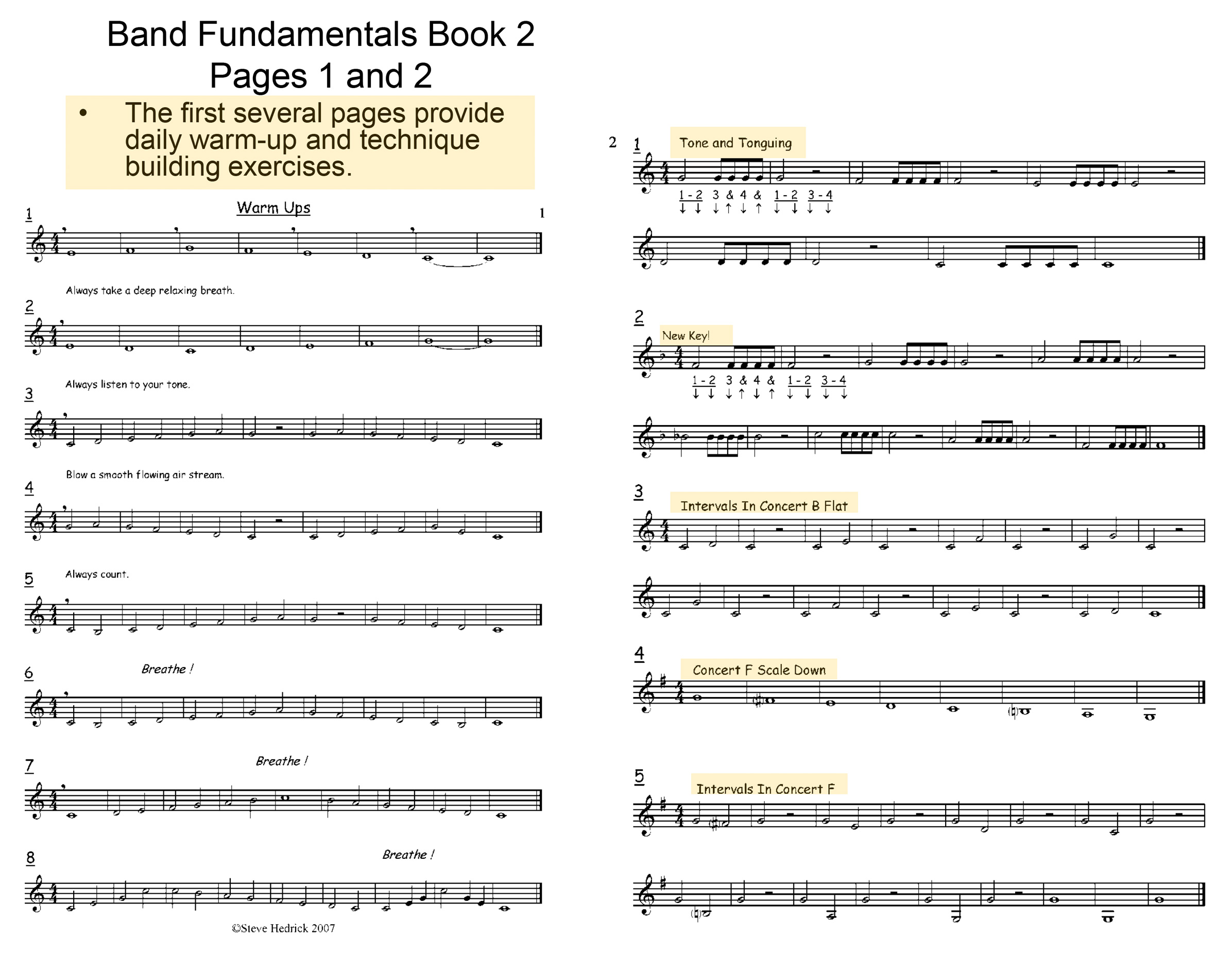 Band Fundamentals Book 2 Sample Page
